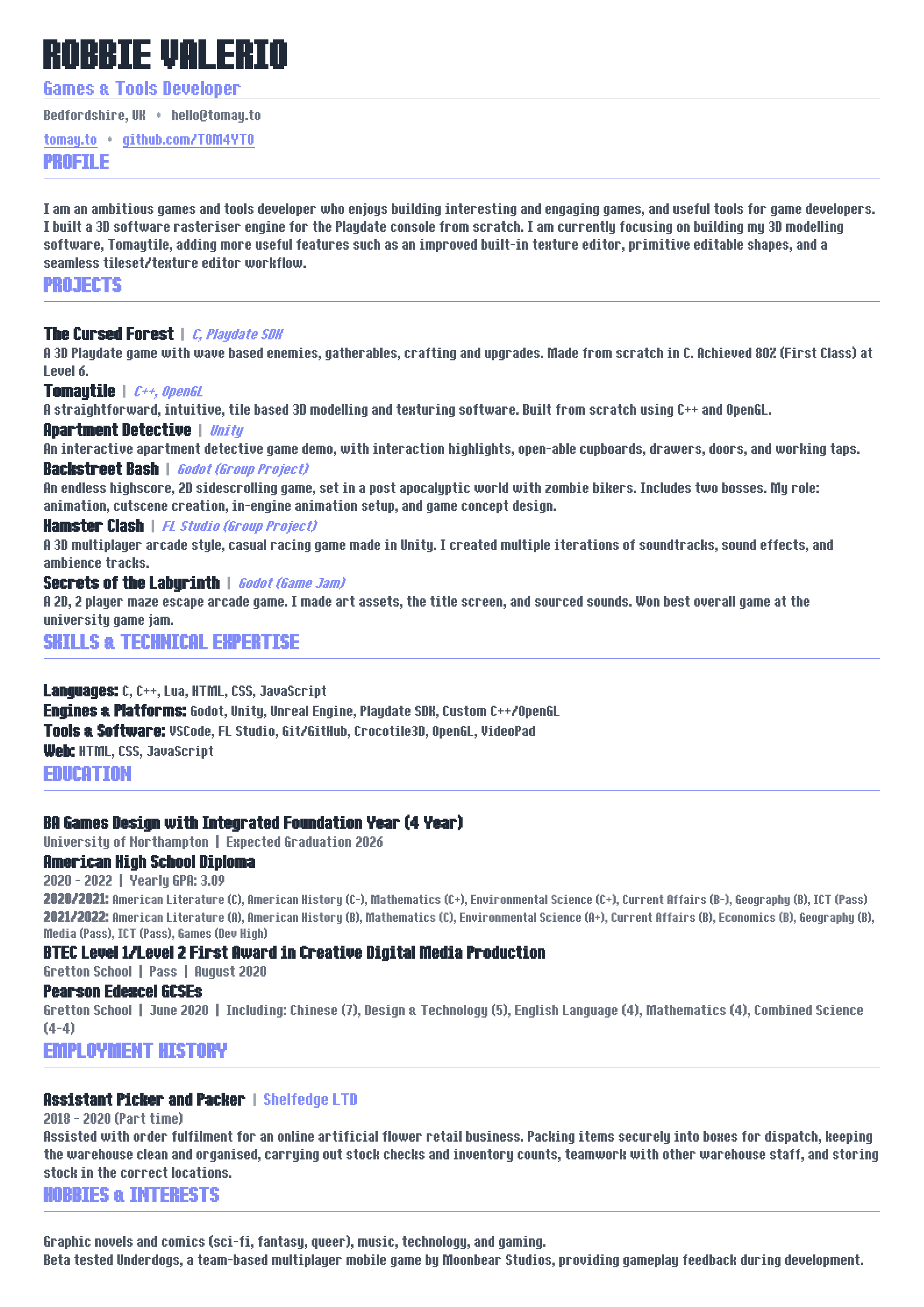 Robbie Valerio CV